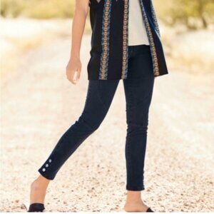 Peruvian Connection Blue Skinny Pants | Moto Ankle Button US 2